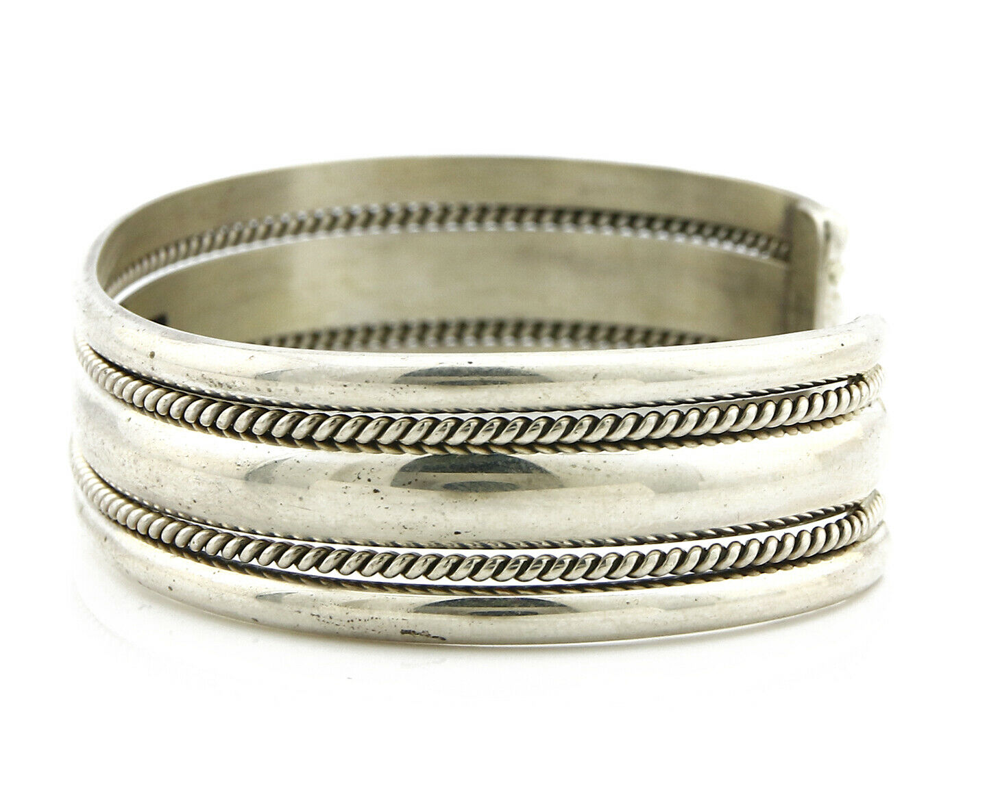 Navajo Bracelet .925 Silver Handmade Hand Stamped Signed Artist TAHE Circa 1980s