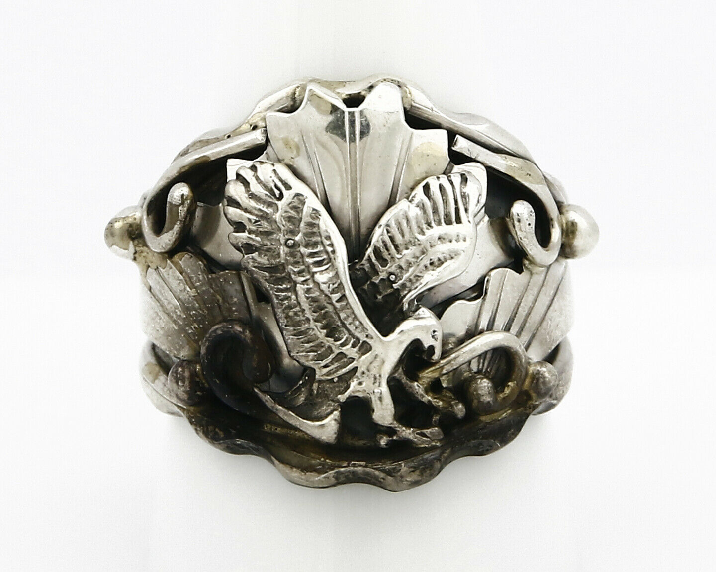 Navajo Eagle Ring .925 SOLID Silver Handmade Signed Artist S Circa 1980's