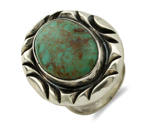 Navajo Ring 925 Silver Spiderweb Bisbee Turquoise Signed C Montoya C.80's