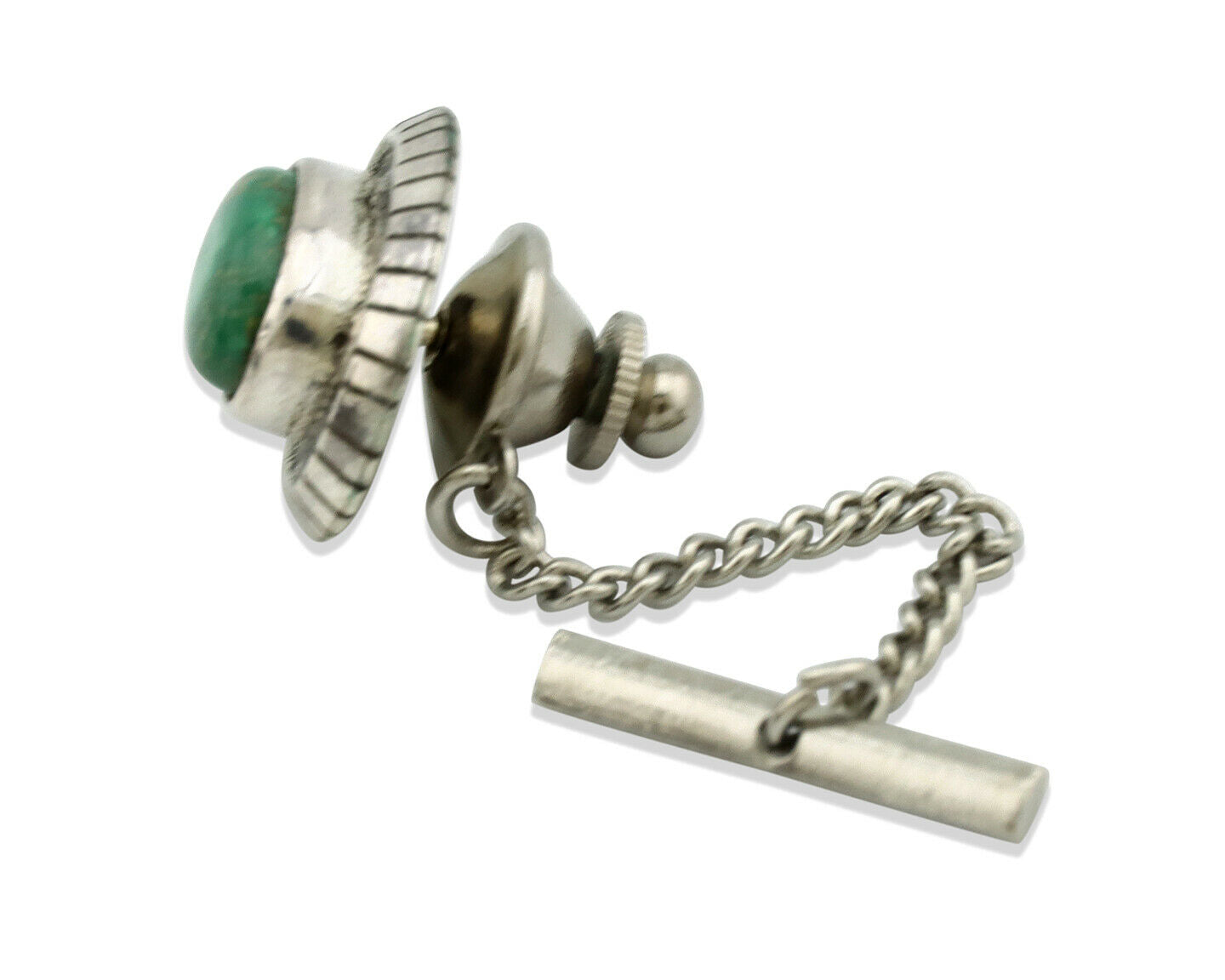 Navajo Tie Tack .925 Silver Royston Turquoise Native American Artist C.80's