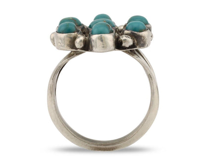 Navajo Ring .925 Silver Natural Blue Turquoise Artist Signed LP C.80's