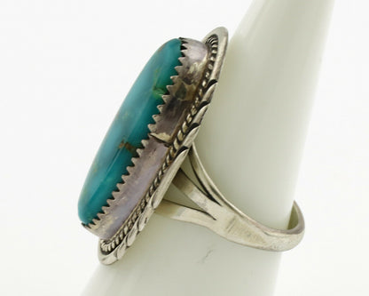Navajo Ring .925 Silver Blue Turquoise Artist Signed M Begay C.1980's