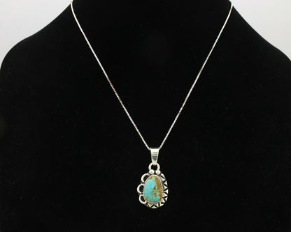 Navajo Pendant .925 Silver Kingman Turquoise Artist Signed Gecko C.80's