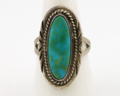 Navajo Ring .925 Silver Nevada Turquoise Native American Artist C.1980's