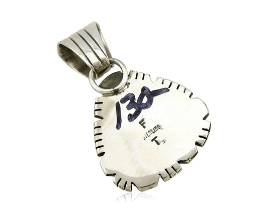 Navajo Pendant .925 Silver Kingman Turquoise Signed Artist FT C.80's