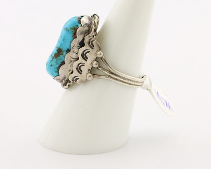 Navajo Ring 925 Silver Blue Gem Turquoise Artist Signed Tony Guerro C.80's