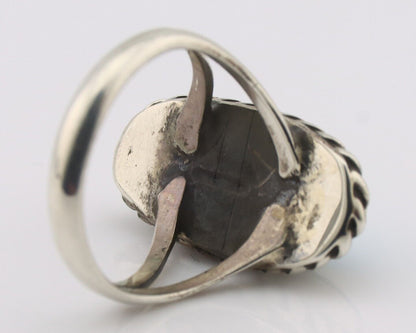 Navajo Handmade Ring 925 Silver Natural Blue Turquoise Native Artist C.80's