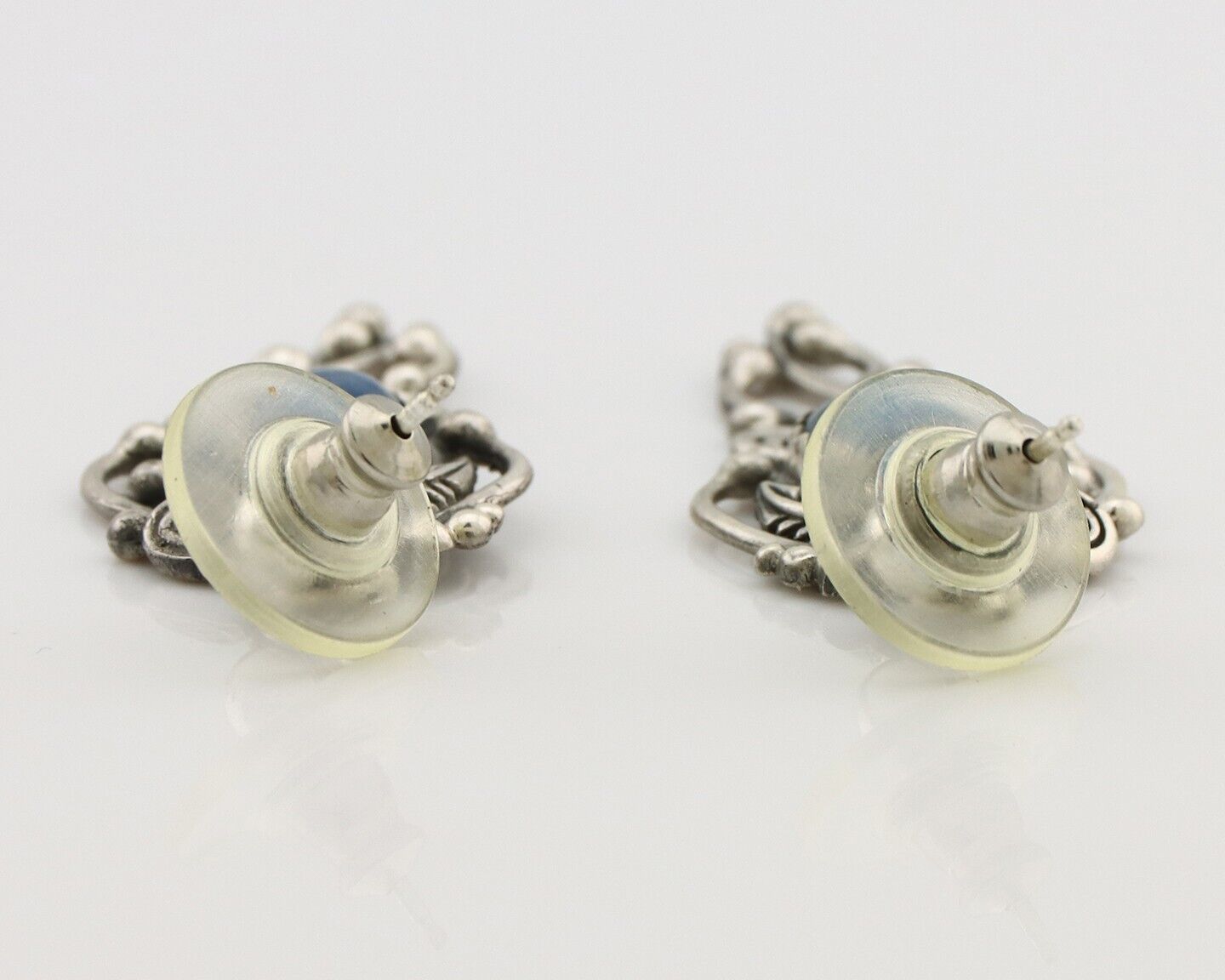 Navajo Earrings 925 Silver Natural Mined Denim Lapis Native American Artist C80s