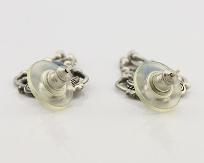 Navajo Earrings 925 Silver Natural Mined Denim Lapis Native American Artist C80s