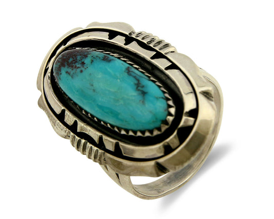 Navajo Ring .925 Silver Bisbee Turquoise Artist William Denetdale Circa 80's