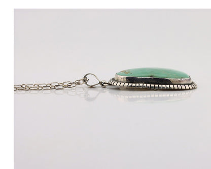 Navajo Necklace 925 Silver Natural Whole Slab Turquoise Signed Pictograph C.80's