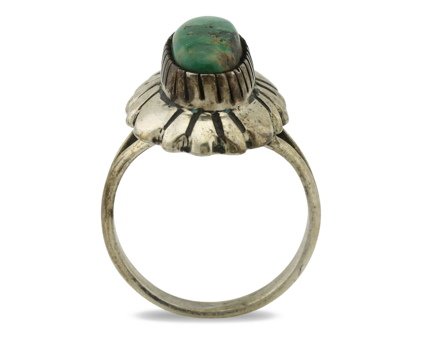 Navajo Ring .925 Silver Natural Mined Turquoise Artist Signed M Montoya C.80's