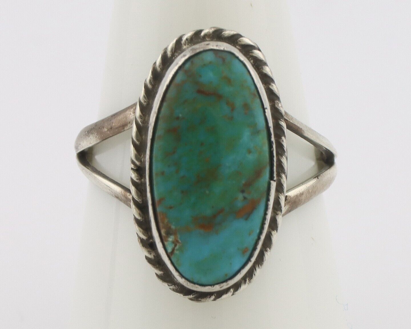 Navajo Handmade Ring 925 Silver Kingman Turquoise Native Artist C.80's