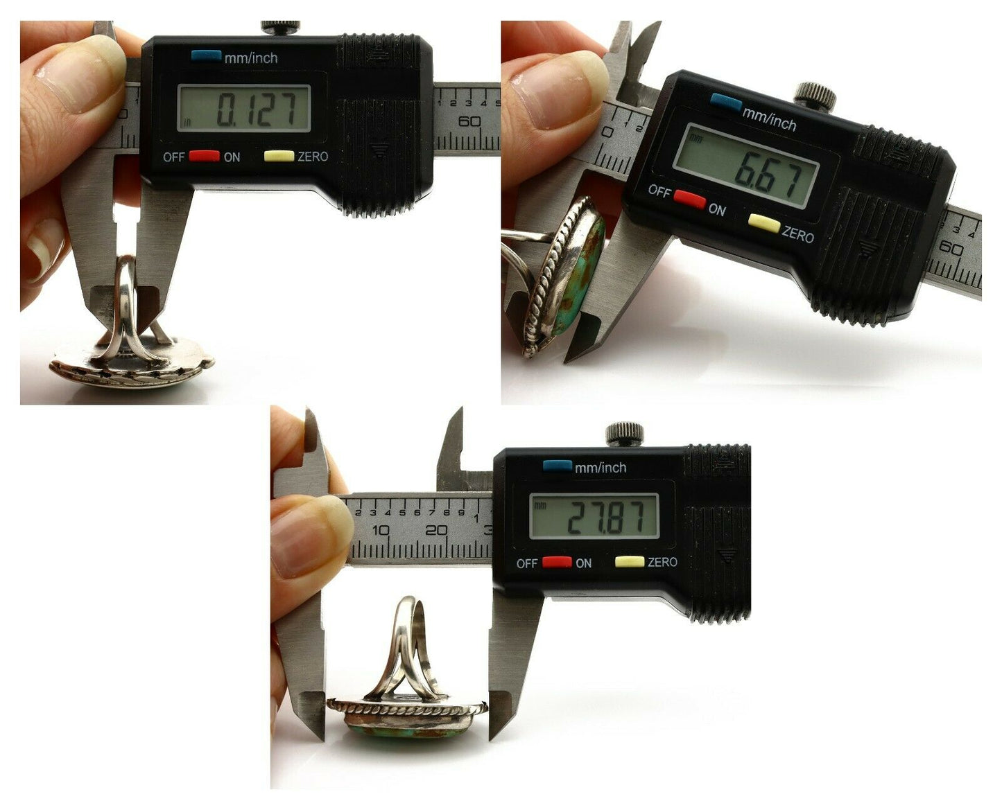 Navajo Ring .925 Silver Arizona Turquoise Signed Apache Manufacturing C80s