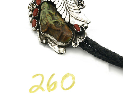 Navajo Turquoise Bolo Tie .925 Silver Handmade C.80's Turquoise Signed Gomez