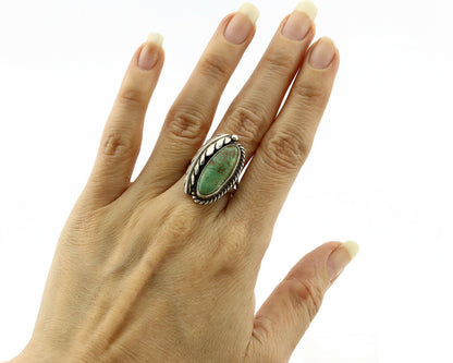 Navajo Ring .925 Silver Manassas Turquoise Signed Artist Apache C.80's