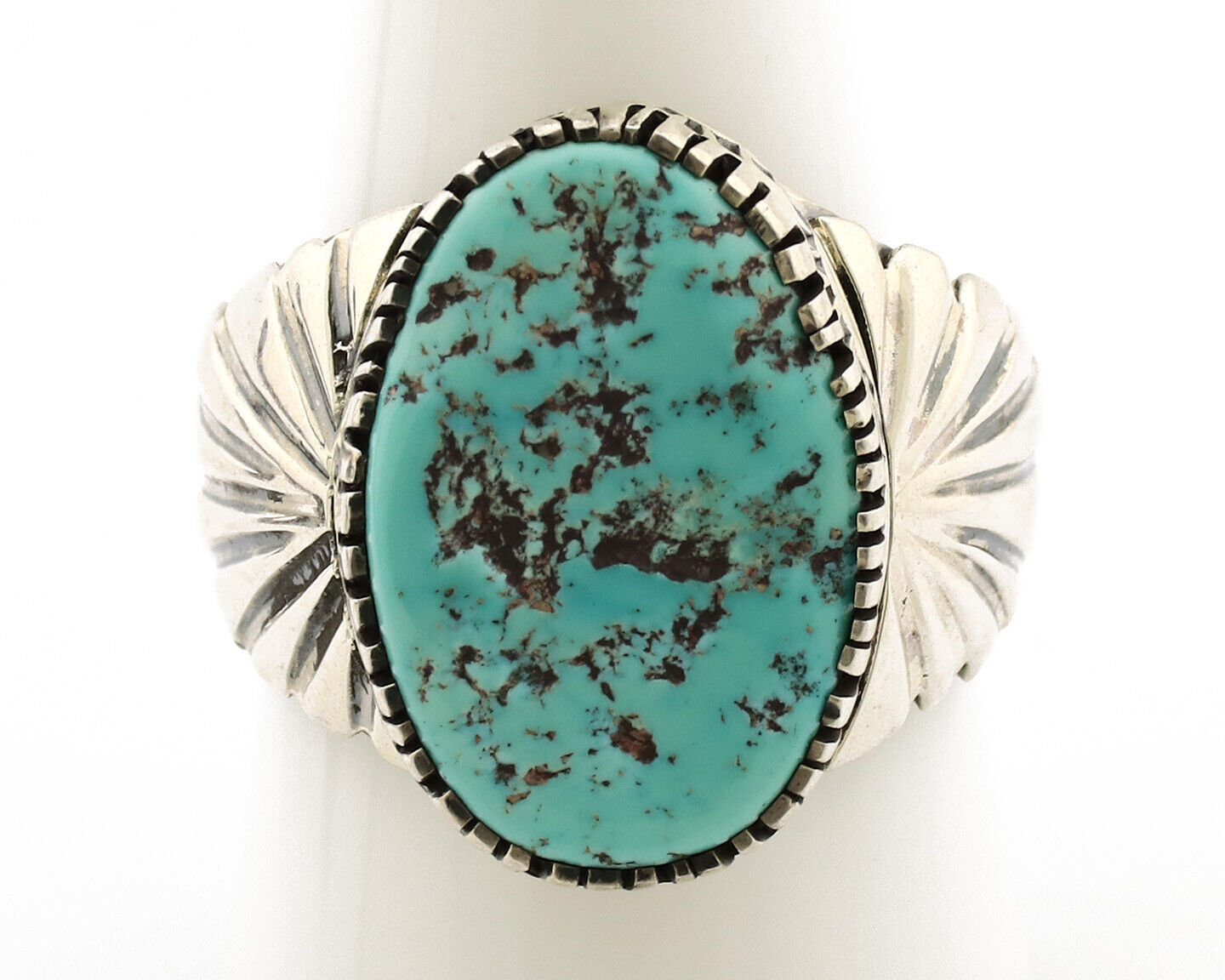 Navajo Ring .925 Silver Sleeping Beauty Turquoise Artist Signed DK C.80's
