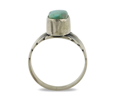 Navajo Ring .925 Silver Kingman Turquoise Artist Signed Apache C.80's