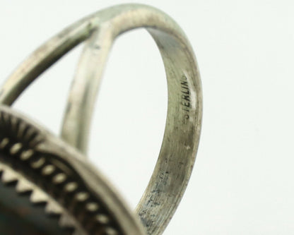 Navajo Ring .925 Silver Nevada Turquoise Native American Artist C.1980's