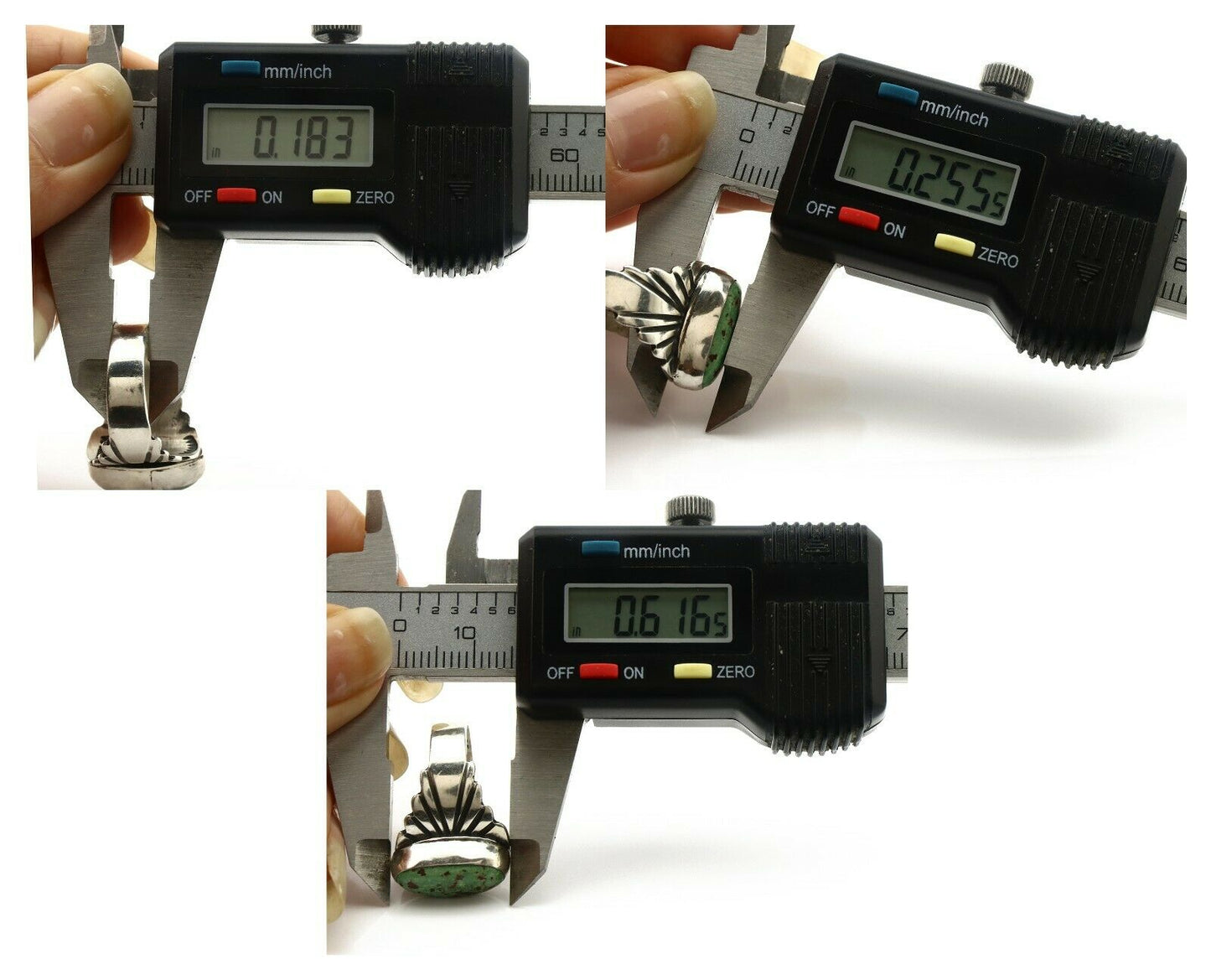 Navajo Ring .925 Silver Blue Green Arizona Turquoise Artist Signed Apache C.80's