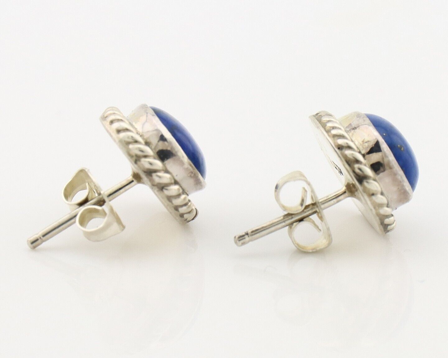 Navajo Earrings 925 Silver Natural Mined Lapis Native American Artist C80s