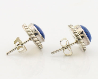 Navajo Earrings 925 Silver Natural Mined Lapis Native American Artist C80s