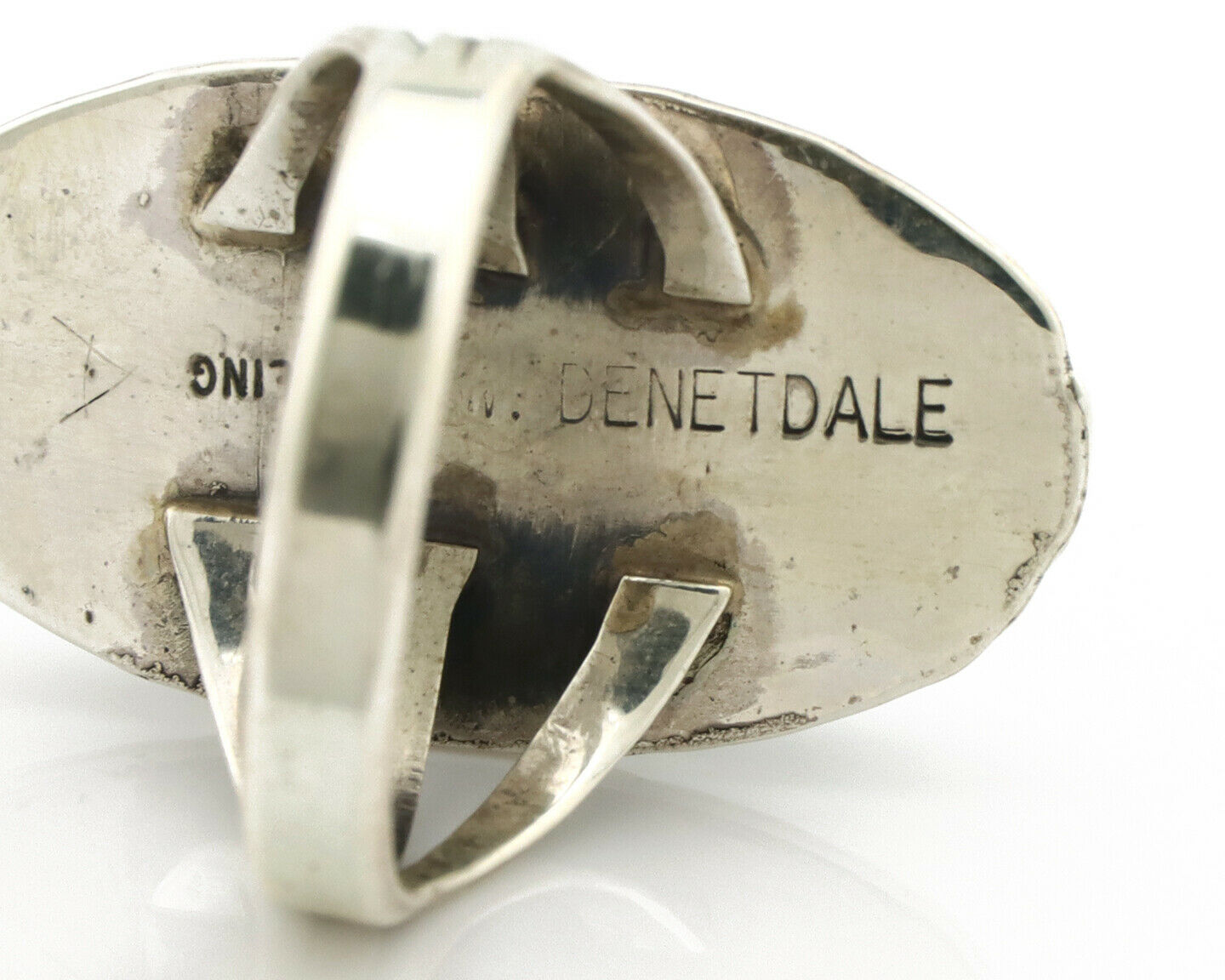 Navajo Ring .925 Silver Kingman Turquoise Signed William Denetdale C.80's