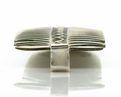 Navajo Hair Clip Barrette 925 Silver Hand Stamped Native Artist Signed BD C.80's