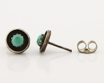 Zuni Earrings 925 Silver Natural Kingman Turquoise Native American Artist C.80's