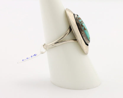 Navajo Ring 925 Silver Natural Blue Turquoise Artist Signed M Montoya C.80's