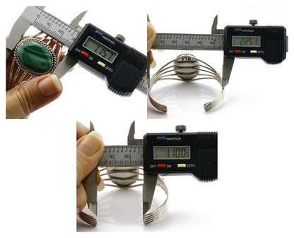 Women's Navajo Bracelet .925 Silver Natural Mined Malachite Native American C90s