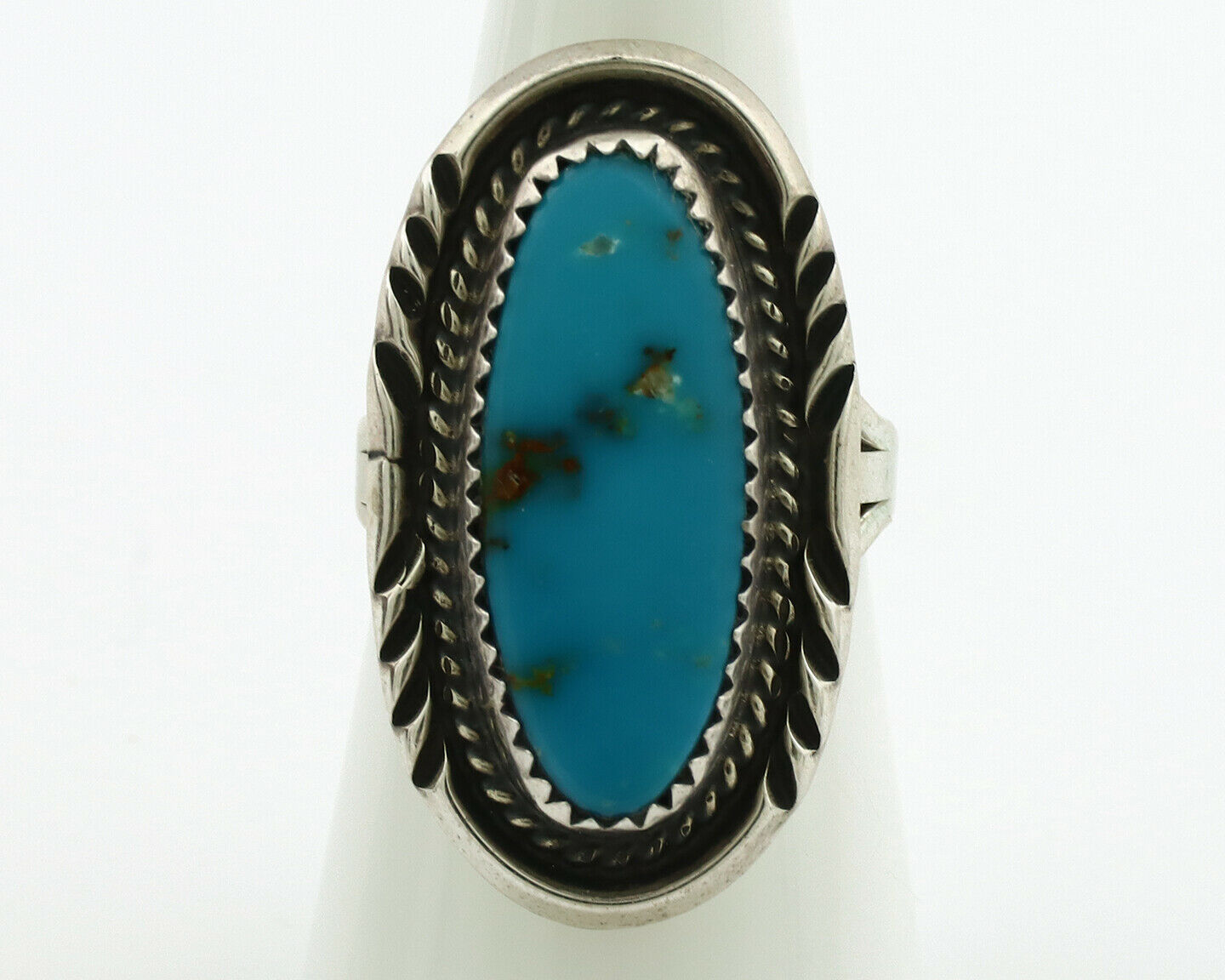 Navajo Ring .925 Silver Kingman Turquoise Artist Native American C.1980's