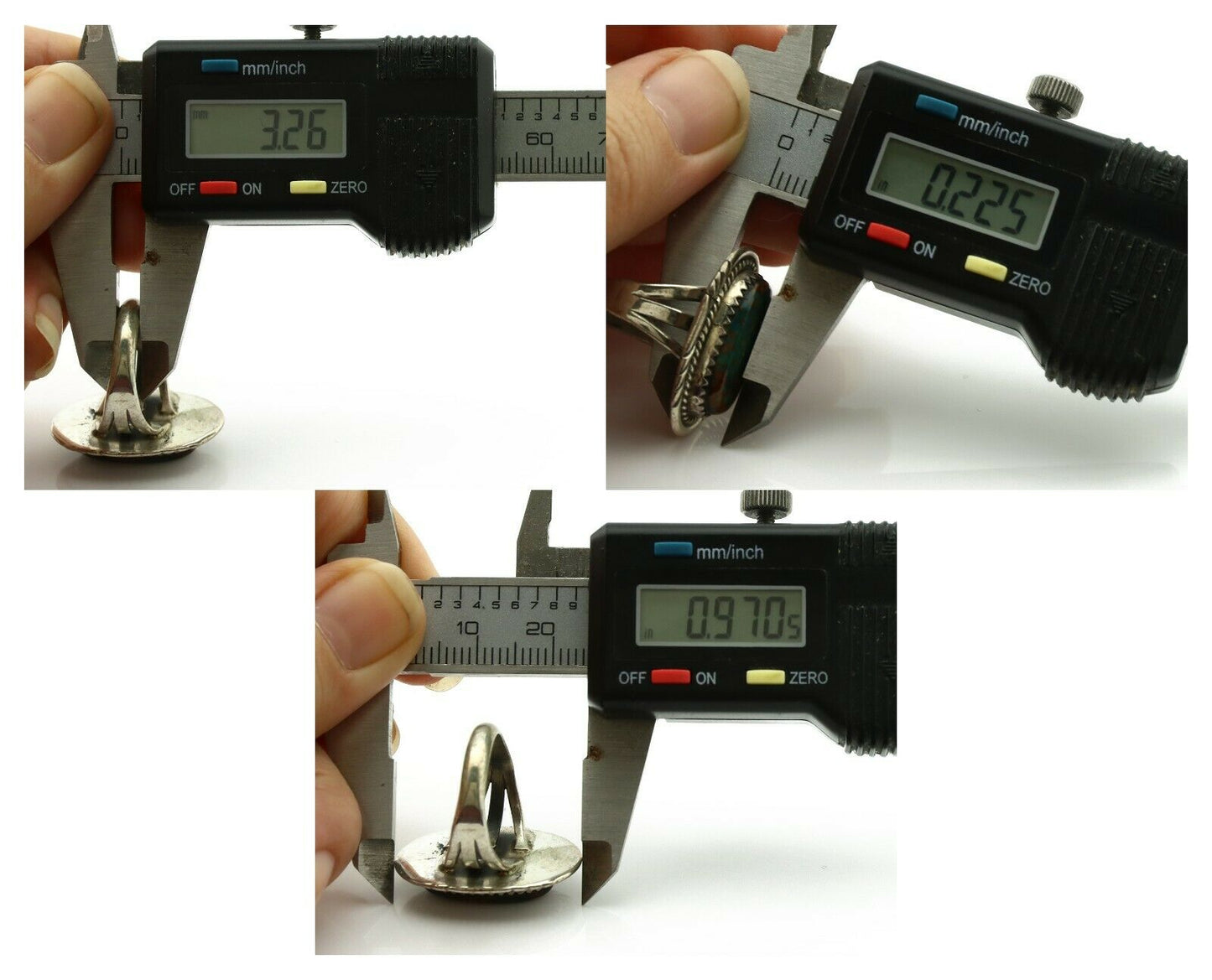 Navajo Ring .925 Silver Nevada Turquoise Native American Artist C.1980's