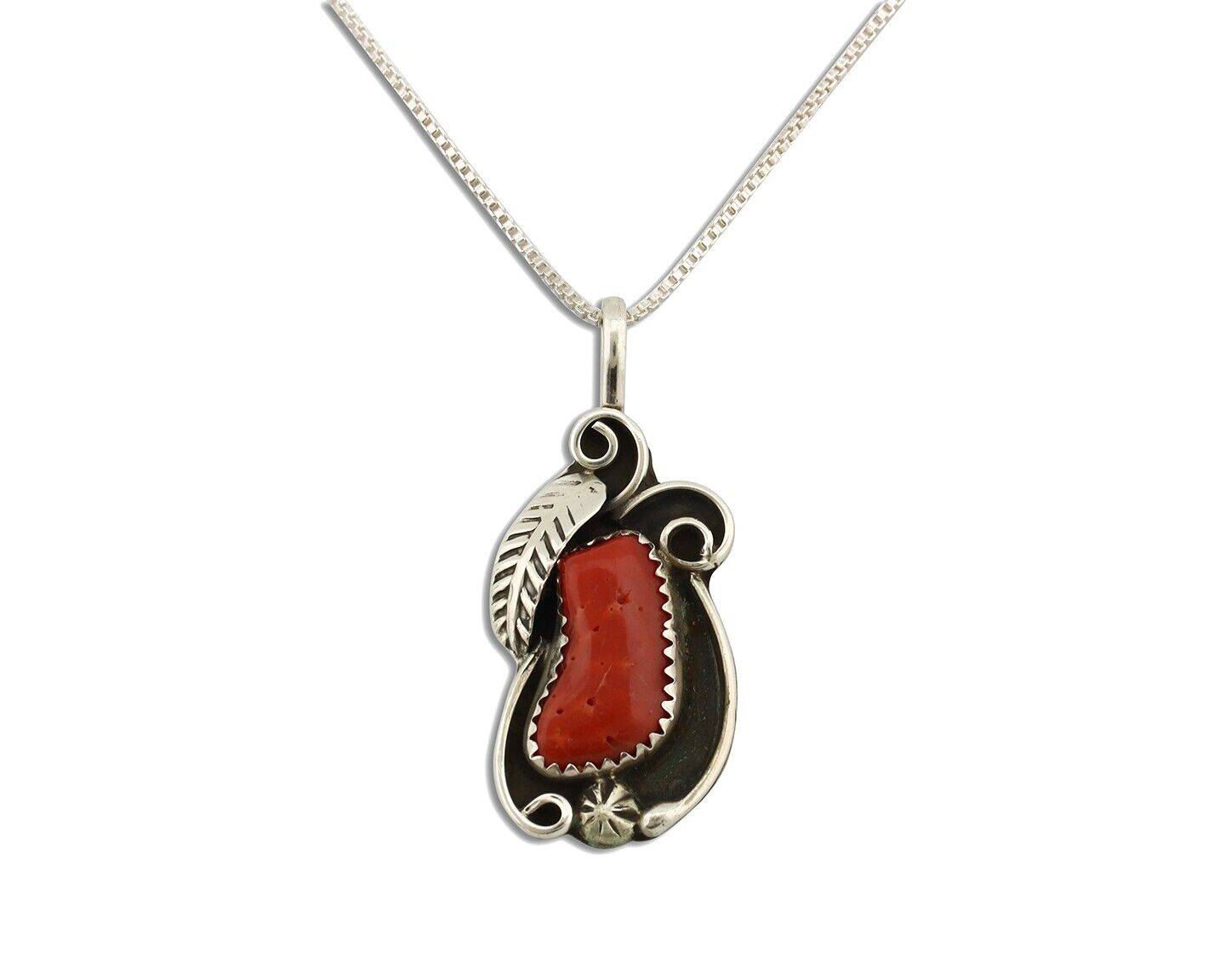 Navajo Necklace 925 Silver Red Medterranean Signed Josephine Rojas C.80's