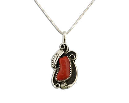 Navajo Necklace 925 Silver Red Medterranean Signed Josephine Rojas C.80's