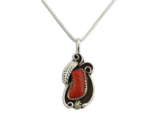 Navajo Necklace 925 Silver Red Medterranean Signed Josephine Rojas C.80's