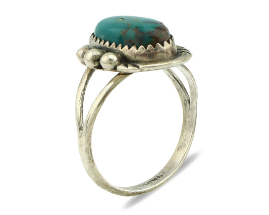 Navajo Ring .925 Silver Natural Turquoise Native American Artist C.80's
