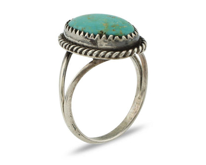 Navajo Handmade Ring 925 Silver Kingman Turquoise Artist Signed MC C.80's