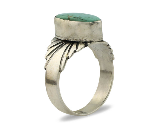 Navajo Ring .925 Silver Kingman Turquoise Artist Signed Apache C.80's