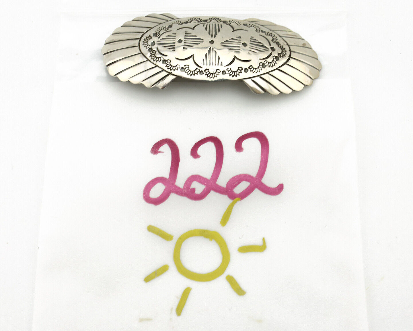 Navajo Hair Clip Barrette .925 Silver Hand Stamped Artist Signed C Montoya C80s