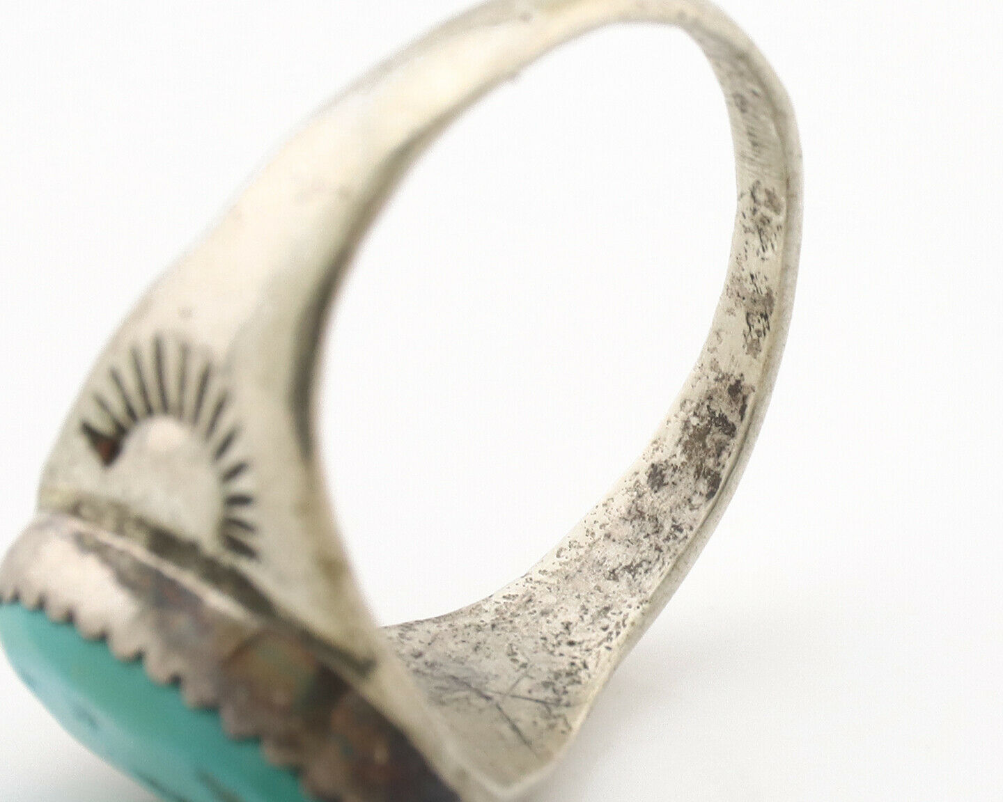 Zuni Ring .925 Silver Natural Blue Turquoise Native American Artist C.1980's