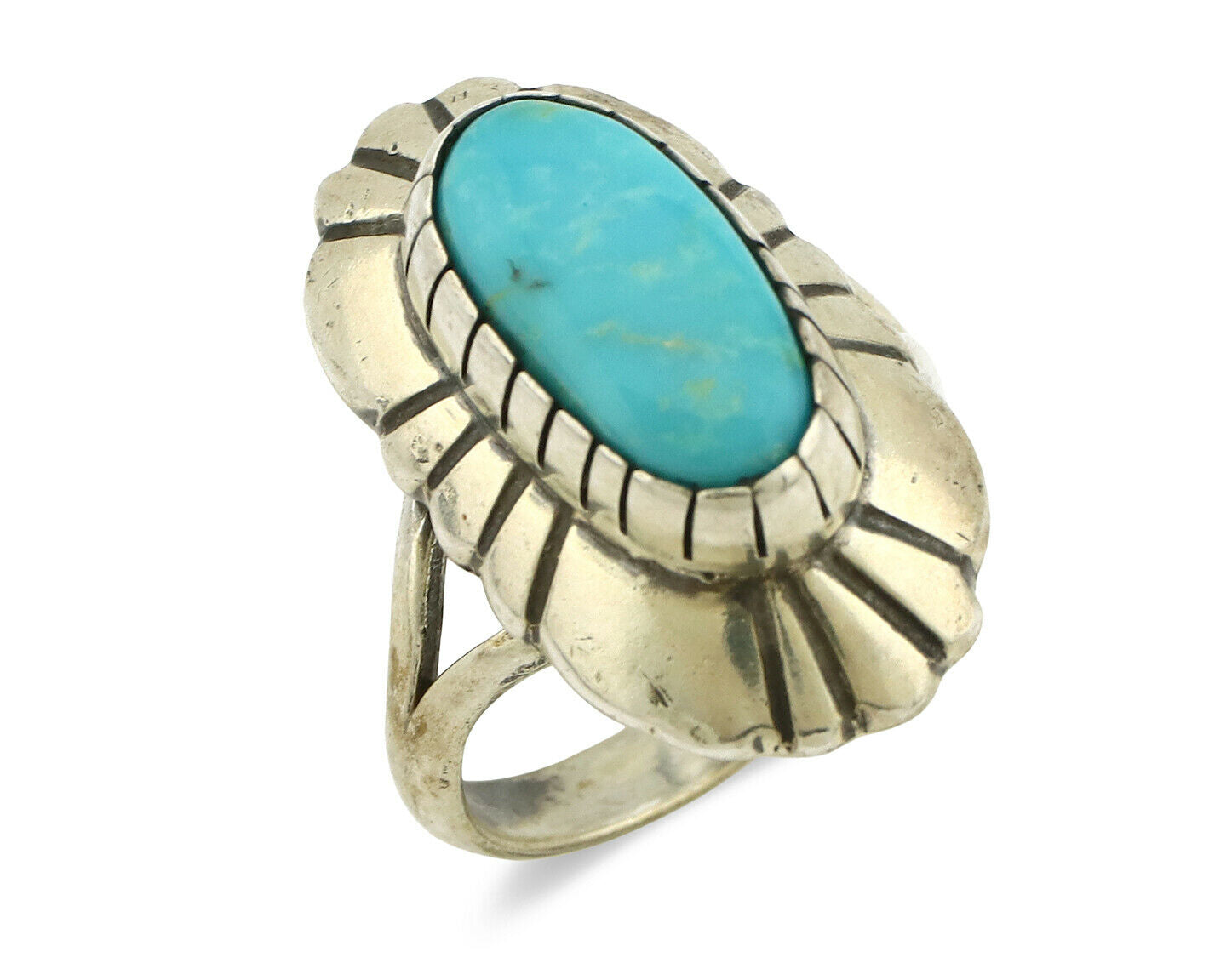 Navajo Ring .925 Silver Arizona Turquoise Signed M Montoya C.80's