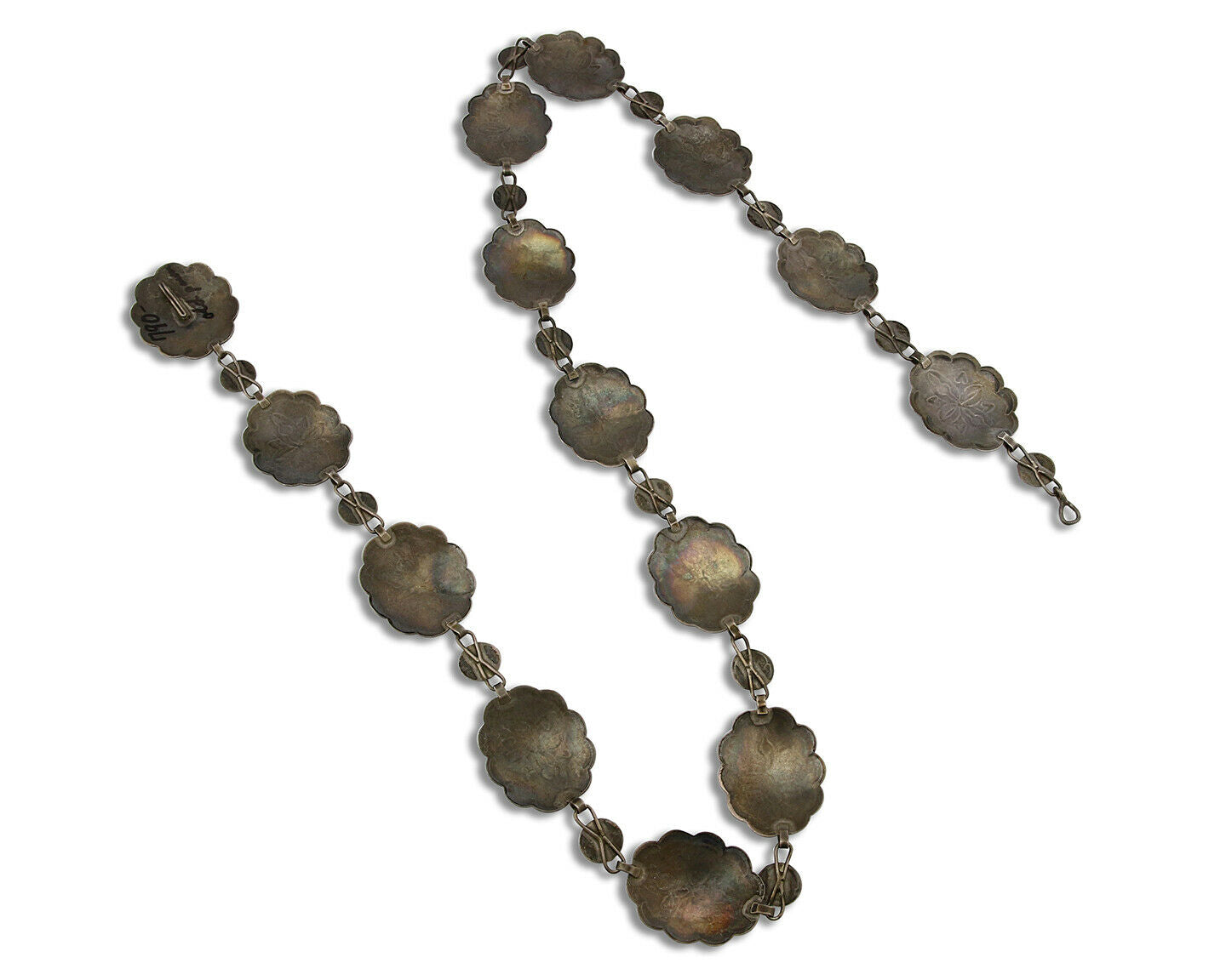 Women's Navajo Concho Belt .925 Silver Hand Stamped Handmade C.1940's