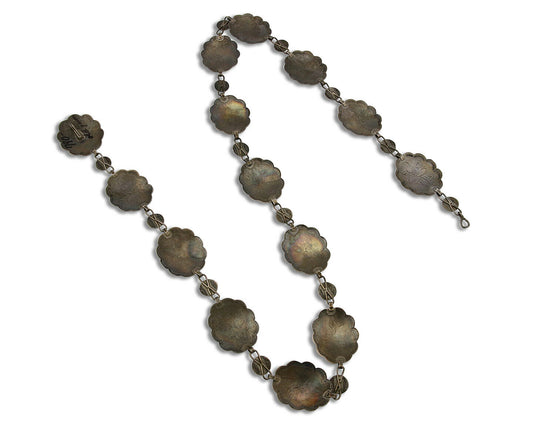 Women's Navajo Concho Belt .925 Silver Hand Stamped Handmade C.1940's