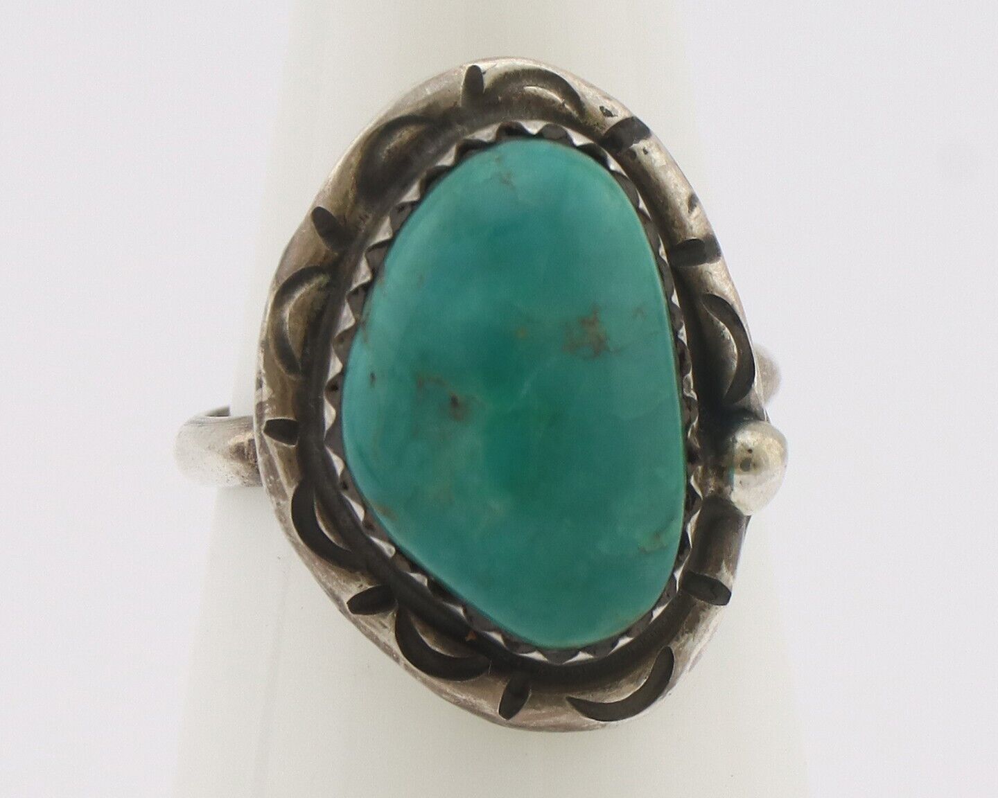 Navajo Handmade Ring 925 Silver Gem Grade Turquoise Native Artist C.80's