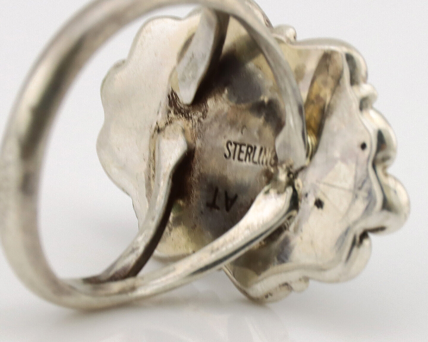 Navajo Ring .925 Silver Sleeping Beauty Turquoise Artist Signed TALHAT C.80's