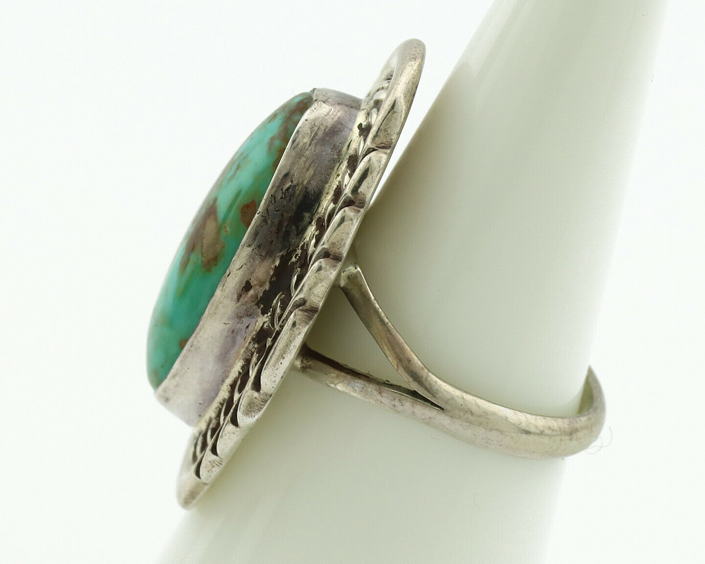 Navajo Ring .925 Silver Kingman Turquoise Signed Billy Eagle C.1980's