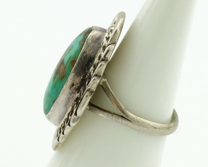 Navajo Ring .925 Silver Kingman Turquoise Signed Billy Eagle C.1980's
