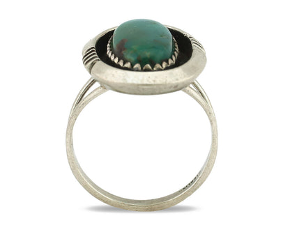 Navajo Ring .925 Silver Kingman Turquoise Native American Artist C.1980's