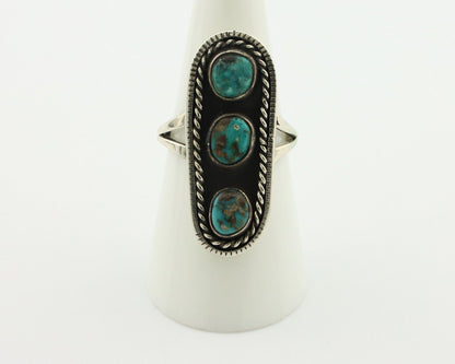 Navajo Ring .925 Silver Natural Blue Turquoise Native American Artist C.80's